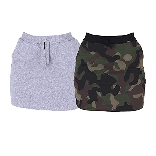 Kit com 2 Saias De Moletom Com Bolsos Ocasional Algodão Anitta (P, Cinza/Camuflado Verde)