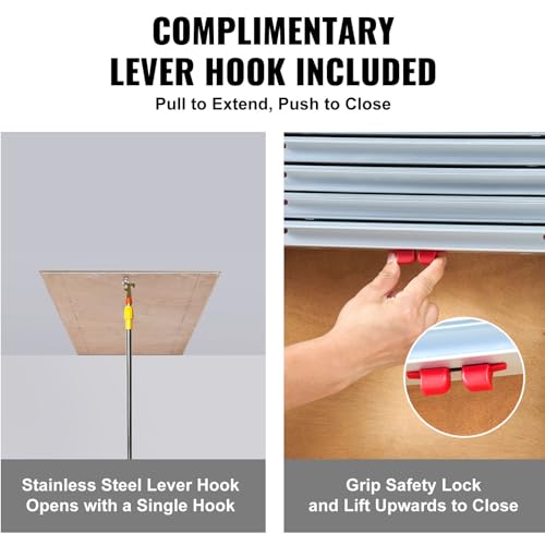 Image of VEVOR Attic Ladder Telescoping, 350-pound Capacity, 39.37 inch x 23.6 inch, Multi-Purpose Aluminium Extension, Lightweight and Portable, Fits 9.8'-10.5' Ceiling Heights, Convenient Access to Your Attic Standa