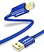 Printer Cable, JSAUX 6ft USB 2.0 Type A Male to B Male Printer Scanner Cord High Speed Compatible with HP, Canon, Dell, Epson, Lexmark, Xerox, Samsung and More (Blue)