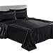 LITHER Queen Size Satin Sheets Set Black, Deep Pockets Fitted Sheet, Sliky and Breathable Luxury Bed Sets