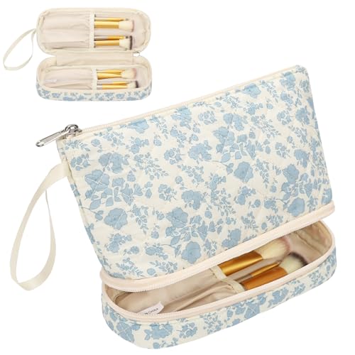 Ethereal Clear Makeup Bag, TSA Travel Makeup Organizer Bag Rose Gold Makeup Bags for Women Small Cosmetic Bag Portable Makeup Bag for Purse 5.4 oz