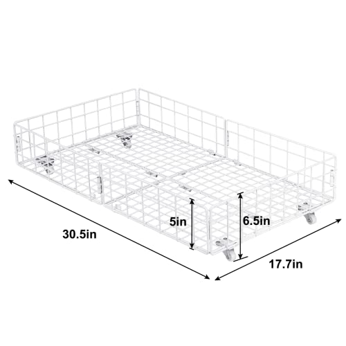 Queen Size Under Bed Storage Cart With Wheels, 30.5*17.7*6.5In Large Capacity Under-Bed Shoe Storage Organizer, Rolling Under Bed Drawers For Clothes, Shoes, Bedding, Blankets, White(2 Pack) #TOP1
