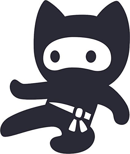 Amazon Cool Cute Kawaii Ninja Kitty Cat Cartoon絵文字ビニールデカールステッカー 12 Tall ブラック ステッカー デカール 車 バイク