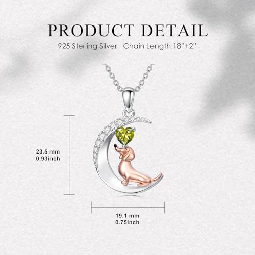 Image of PROESS Animal Birthstone Necklace 925 Sterling Silver Otter /Axolotl /Hippo /Elephant /Dachshund /Monkey /Red Panda Pendant Necklace Animal Birthstone Jewelry Gifts for Women