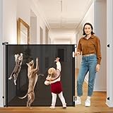 48 Inch Extra Tall Dog Gate Retractable Baby Gates Extra Wide Retractable Dog Gate Indoor 85" Wide Mesh Baby Gates for Doorways Scratch-Resistant 4ft Tall Prevent Kids/Pets from Jumping Over, Black