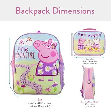 Peppa Pig – Sac à Dos Et Boîte à Lunch Rose – Taille Unique – Officiel