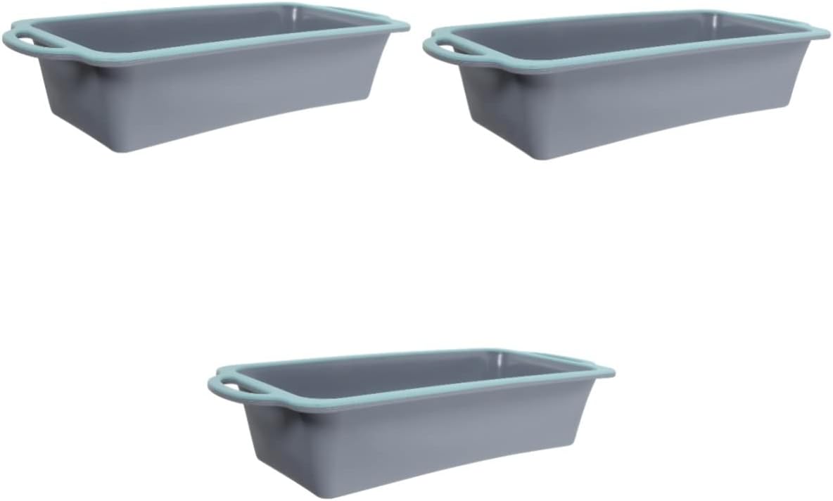 Zerodeko 3pcs Silicone Bread Baking Pan Non-stick Rectangular Loaf Mold for Easy Baking and Reusable for Toast and Bread