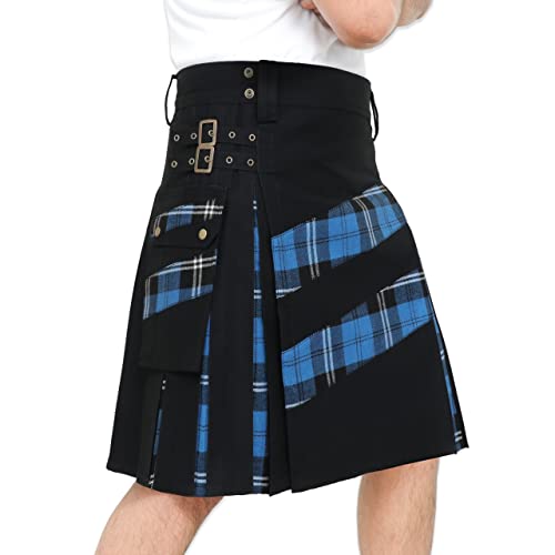 DSS KILTS- Men's Modern Hybrid Cotton & Tartan Cross Strip Designer Kilts for Weddings