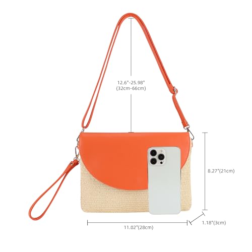 Women's Straw Shoulder Bag Casual Beach Crossbody Clutch Purse4