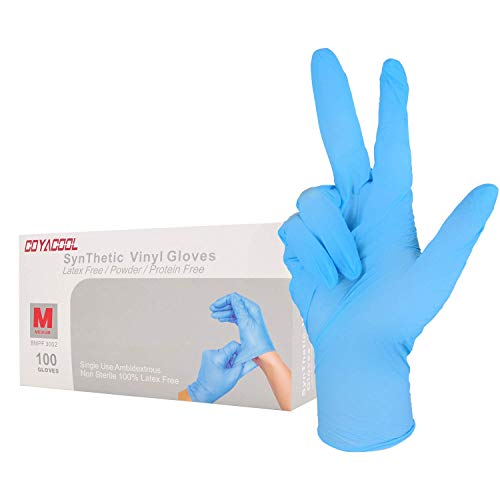 Coyacool Gloves Disposable Latex Free, Disposable Gloves,Powder Free, 4 Mil Thick-Food Grade Gloves,100 Pc. Medium Cleaning Gloves, Blue