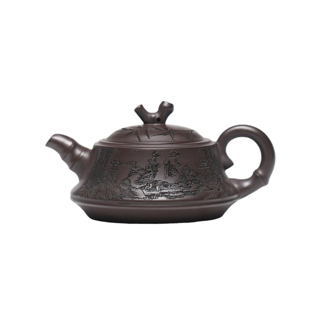 ENGENDER Tetera Hierro Fundido Olla De Arcilla Púrpura Mineral Original, Tetera Hecha A Mano, Juego Té Creativo Grabado For Todo El Cuerpo Juego de Te