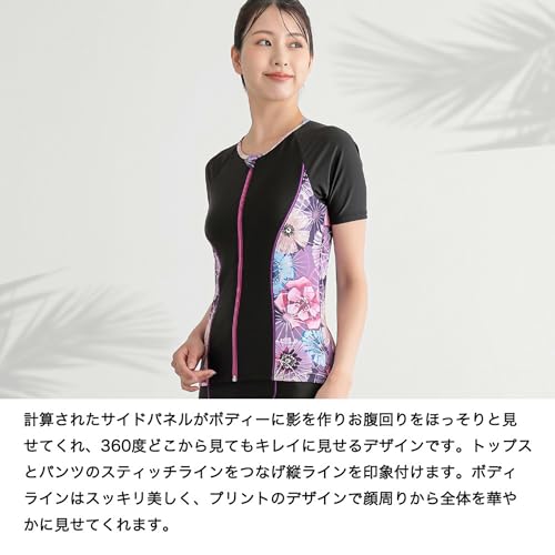 Laqua フィットネス水着 レディース フルジップ セパレート FT-2801-13L-4