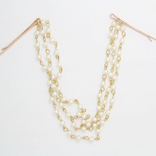 Yueton 2pcs Pinzas de Pelo con Cadena y Borla de Perlas Artificiales para Mujer miniatura 3