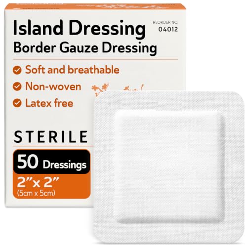 Island Dressing Bordered Gauze 2x2-50 Gauze Bandages for Wound Protection - Good for Hospitals Medical Facilities First Aid Kits and More