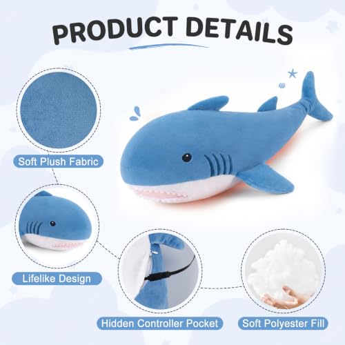 Image of Shark Heating Pad for Period Cramps USB Power Heated Plush Stuffed Animal