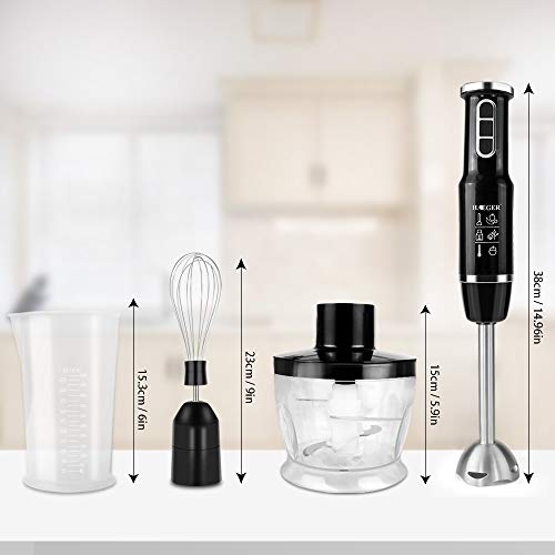 Stabmixer, 750 Watt 4-in-1 Elektro-Multifunktions-Stabmixer Zubehör-Set mit Schneebesen, 500 ml Zerhackerschale und 600 ml Behälter für Babynahrung, Shakes, Smoothies, Saucen, Suppen und Mehr - 7