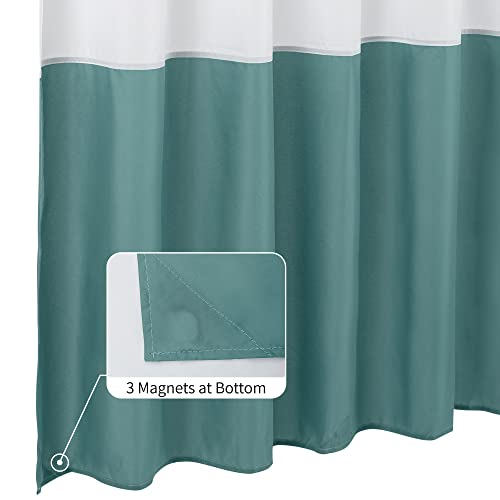 Image of ALYVIA SPRING Waterproof Fabric Shower Curtain or Liner White /Teal, 72x72