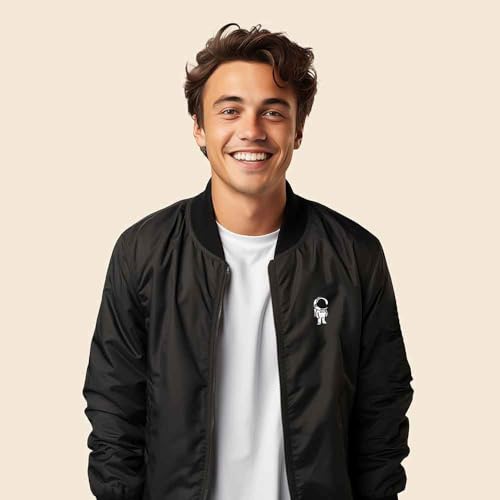 DALIX Astronaut Embroidered Bomber Jacket Lightweight Zip Windbreaker Mens4