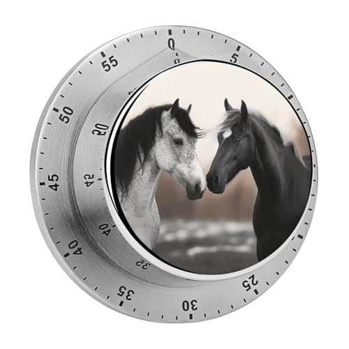 Qsmghkd Pferde-Design Edelstahl Küchentimer 60 Minuten
