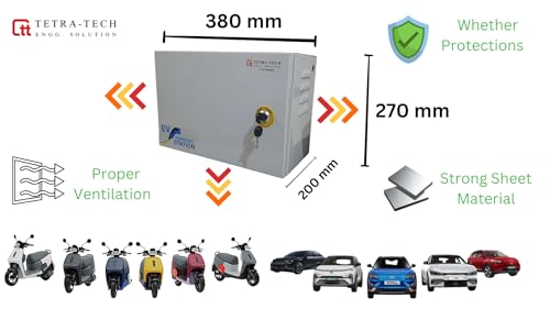 Image of Anchor & POLYCAB Standard Materials for EV Charger Safety Box, Suitable for All Brand Electric Scooters & Cars to Safe Charging at Parking lot. with safty Lock,Gasket,wall mounting (32, Amps)