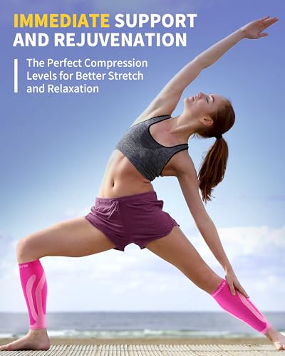 Image of CAMBIVO Calf Compression Sleeve 3 Pairs Footless Compression Socks Running | Leg Sleeves for Men & Women, 15-20mmHg, Shin Splints Relief & Recovery, Fitness, Cycling, Varicose Veins, Travel, Nurse
