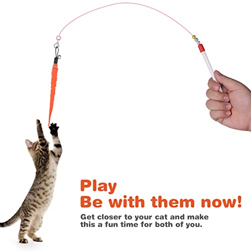 Cobee Katzenspielzeug Ersatz, 6 Stück pelzige Schwanzwürmer mit Glöckchen + Katzenangel Rutenspielzeug, Katzenstab Nachfüllungen, sortierte Teaser Nachfüllungen mit Glöckchen für Katzen und Kätzchen - Image 3