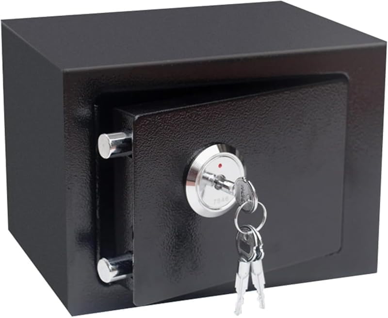 Farigrut 小型ポータブル金庫 高級鋼板製・耐火合金鋼板構造 キーロック式 A4 ファイル対応 紙幣仕分けトレイ内蔵 壁掛け可