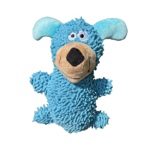 Juguete mordible interactivo para perros en peluche azul