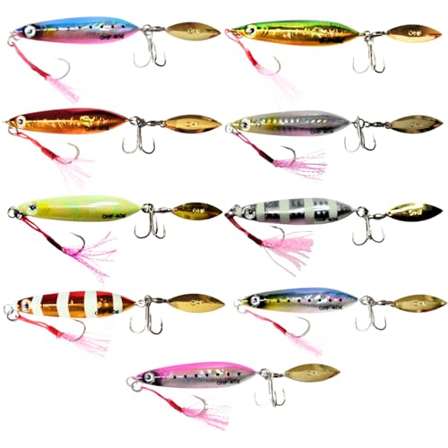 OHF メタルジグ セット 9個セット 20g / 30g / 40g ジギング スロージギング アシストフック ブレード付き (20) 1枚目
