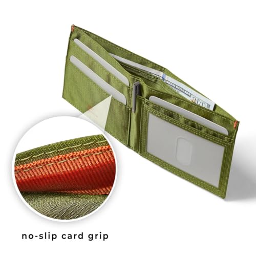 Image of Allett Nylon Front Pocket ID Wallet, Cala Green | Vegan Front Pocket Bifold | Made With Moisture Wicking Nylon | Holds Up + /- 12 Cards