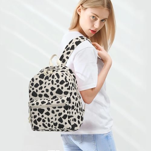 Image of Corduroy Womens Mini Backpack Girls Small Backpack Purse Fashion Casual Daypack School Bookbag (Cow Print)