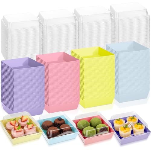 Vesici 48 Pcs 5 Inch Charcuterie Boxes with Clear Lids Pastel Bakery Boxes