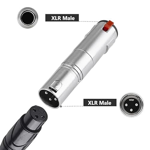 Image of MX 3 Pin XLR Microphone pin Pure Copper Nickel Plated for High Conductivity microphone (3-Pin XLR Male to 1 /4 inch Female, Pack of 1, MALE /FEMALE)