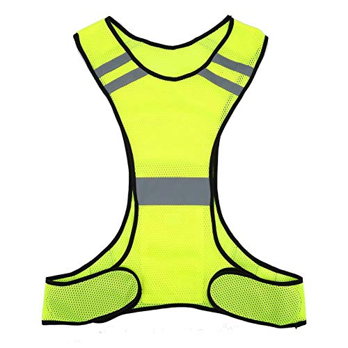 Gilet de sécurité réfléchissant Haute visibilité vêtements de sécurité de Course de Nuit Taille réglable Protecteur de Construction de Couleur néon(Jaune Fluo) Cover