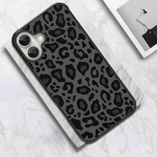 Image of KANGHAR Case Compatible with iPhone 16,Black Leopard Design | Tire Texture Non-Slip +Shockproof Rugged TPU Protective Case for iPhone 16 6.1 Inch