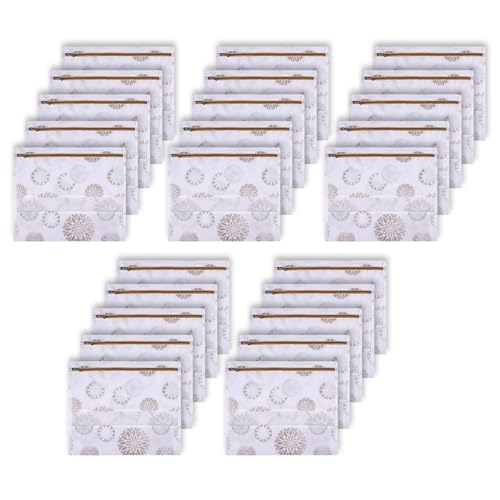 Image of Kuber Industries Pack of 25 Single Saree Bags for Storage | Non-Woven Wardrobe Organizer | Mesh Window Cloth Storage Set |Single Packing| Gola-Print | White