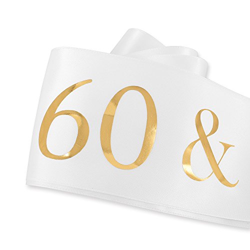 "60 And Fabulous" Sash - 60Th Birthday Sash 60 Birthday Gifts Party Favors, Supplies And Decorations (White) #TOP1