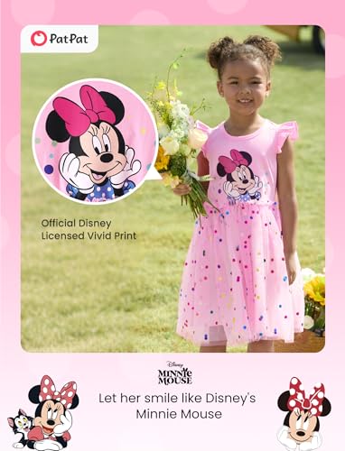 Image of Disney Princess Frozen Elsa Minnie Stitch Toddler Girl Tulle Tutu Dress Ruffle Sleeve Mesh Summer Birthday Party Clothes 2-9Y