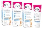Enthaarungscreme Bikini Zone & Achseln 3er Pack bei sensibler Haut für seidig glatte Haut bis zu 2x länger als bei einer Rasur Veet Bikini & Achseln Haarentfernungscreme 3x100ml