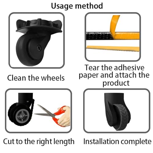 2pcs Silicone Luggage Wheel Covers Noise Reduction, Scratch, Easy Install Suitcase Wheels Protectors for Travel with Adhesive Tape, Compatible with Most Sizes (Black)4