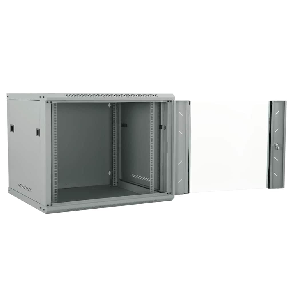 Armadio di rete 60 x 60 x 50 cm, alloggiamento da parete da 19 pollici, armadio server in acciaio con serratura, per tecnologia di rete, attrezzature informatiche, grigio