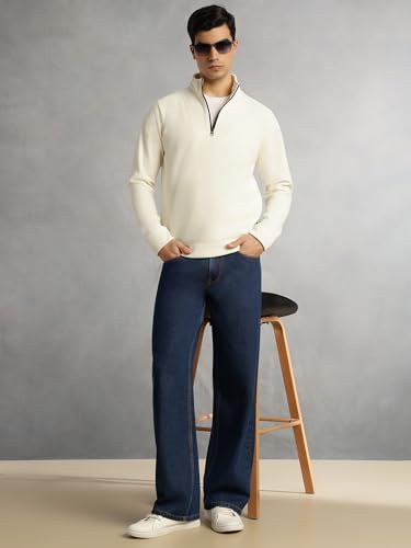 Image of Thomas Scott Men's | Regular Fit | Long Sleeves | High Neck | Solid | 100% Polyester | Knitted | Sweatshirt | Dry Clean Only