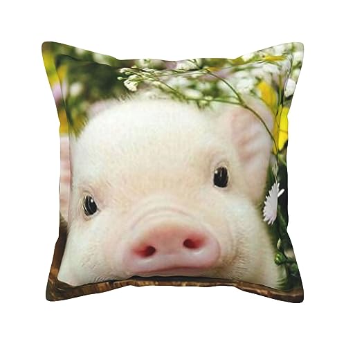 Housse de coussin cochon fleuri 50x50 cm en cuir imperméable