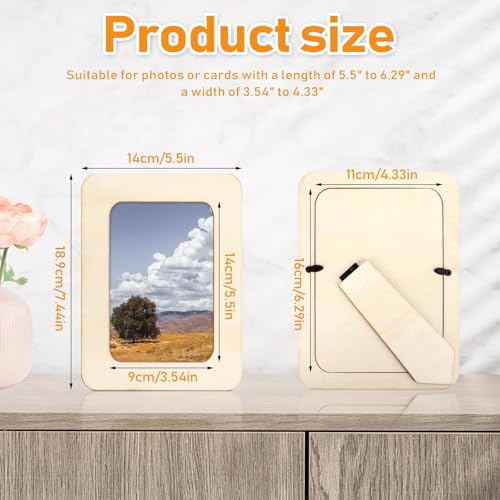 VOKOY 15 Pack Wooden Picture Frames for Crafts,DIY Wood Craft Picture Frames for 4\" x 6\" Photos,Unfinished Standing Photo Frames DIY Crafts Wood Decorate for Birthday Party Christmas Gifts - Thumbnail 2