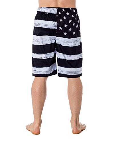 US Apparel Men's American Flag Inspired Board Shorts, Black, 4X-Large3