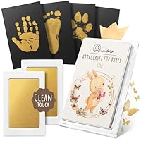 EULENTALER ® Das Baby Abdruckset GOLD I 0-6 Monate I Von Pädagogen empfohlen I Für Handabdruck, Fußabdruck & Pfotenabdruck I inkl. 2 Stempelkissen & 4 Abdruckkarten I Geschenk zur Geburt