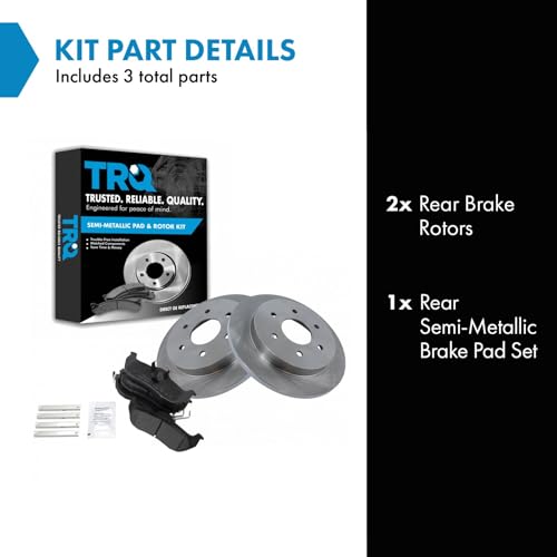 Image of TRQ Rear Semi Metallic Brake Pad and Rotor Set