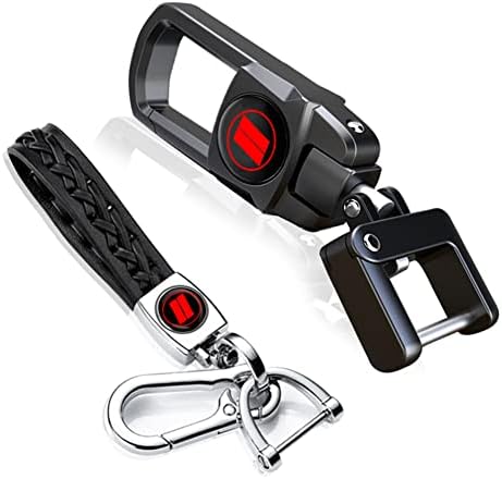 BUZSU 2PCS Leather Car Keychain Metal Alloy Car Keychain for Dodge Challenger Charger SRT Avenger RAM 1500,Car Key Ring for Men Women,Family Present,Black