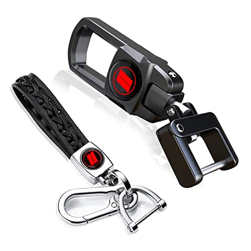 Buzsu 2Pcs Leather Car Keychain Metal Alloy Car Keychain For Dodge Challenger Charger Srt Avenger Ram 1500,Car Key Ring For Men Women,Family Present,Black #TOP2