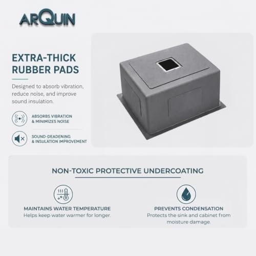Image of ARQUIN Kitchen Sink 18x16x10 Inch Handmade Sink Matt Finish Single Bowl Heavy Grade Stainless Steel Kitchen Sinks | Basin For Kitchen With Square Drainer and Adjustable Fruit Basket